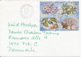 Monaco Cover Sent To Denmark 4-6-1993 With Topic Stamps Block Of 4 From A Minisheet - Cartas & Documentos