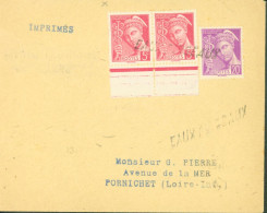 Aube Guerre 40 Débâcle Oblitération De Fortune Eaux Puiseaux YT N°406 X2 + 410 Mercure Arrivée Pornichet - WW II