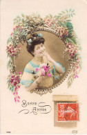 FANTAISIE - Bonne Année - Nouvel An - Femme - Carte Postale Ancienne - Nouvel An