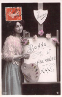 FANTAISIE - Bonne Année - Nouvel An - Femme - Carte Postale Ancienne - New Year