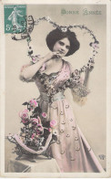 FANTAISIE - Bonne Année - Nouvel An - Femme - Carte Postale Ancienne - New Year