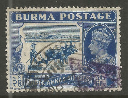 BURMA. GVI. 3a 6p USED. PART TRIANGULAR CENSOR. - Burma (...-1947)