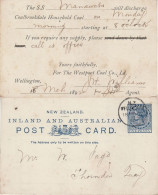 NEW ZEALAND 1892 POSTCARD SENT FROM WELLINGTON - Covers & Documents