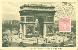 Guerre 40 CM Carte Maximum Arc De Triomphe YT N°625 CAD Illustré Libération De Paris Musée Carnavalet 18 NOV 44 - Oorlog 1939-45