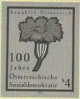 AUSTRIA(1988) Carnation. Black Print, Centenary Of Social Democrat Party. Scott No 1444, Yvert No 1769. - Essais & Réimpressions