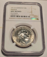 GERMANY -- PRUSSIA 3 Mark 1911A NGC UNC Details - 2, 3 & 5 Mark Silver