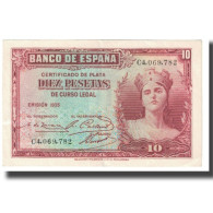 Billet, Espagne, 10 Pesetas, 1935, KM:86a, TTB - 10 Peseten