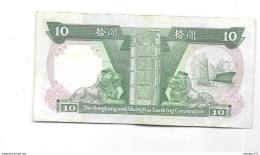 Billet 10 DOLLARS, THE HONGKONG AND SHANGHAI BANKING 1988 - Hong Kong