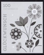 AUSTRIA(2023) Stylised Flowers. Black Print. "Congratulations!" - Probe- Und Nachdrucke