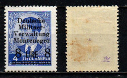 ITALIA - OCCUPAZIONE TEDESCA - MONTENEGRO - 1943 - SOVRASTAMPA - 8 LIRE SU 4 - MH - Ocu. Alemana: Montenegro