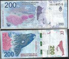 Argentina Billete De $200 Fauna Ballena Austral 1v, - Argentine