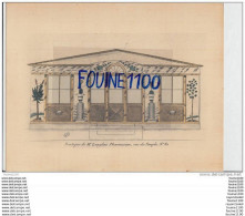 SUPERBE Dessin / Croquis Boutique De Mr LANGLOIS Pharmacien 82 Rue Du Temple ( Paris ) Devanture Pharmacie Apothicaire - Architecture