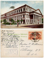 Mexico 1934 Postcard Guadalajara - Degollado Theatre; Scott 650 - 2c. Water Fountain X 2; Aquascalientes Postmark - Mexique