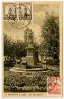 Mexico 1933 Postcard San Luis Potosi - Monumento A Juarez; Scott 650 - 2c. Water Fountain & Postal Tax Stamps - Mexique