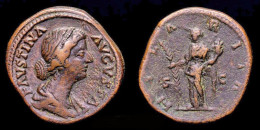 Faustina Jr AE Sestertius Hilaritas Standing Left - Les Antonins (96 à 192)