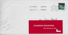 France 2010 AA 505 THEME MUSIQUE :TROMPETTE - Voeux  /  Obl. 12/2011 Sur Enveloppe Entière +étiquette REEXPEDITION - Covers & Documents