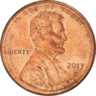 Monnaie, États-Unis, Cent, 2013, Denver, TTB, Copper Plated Zinc - 1959-…: Lincoln, Memorial Reverse