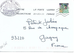 France 2010 AA 506 - VOEUX - BOUGIES  /  Obl. 01/2011 Sur Enveloppe Entière -+ TAMPON BELEM - Briefe U. Dokumente
