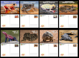 BURUNDI 2023 SET OF 8 STATIONERY CARDS - REPTILES AMPHIBIANS FROG FROGS TURTLE TURTLES SNAKES CROCODILE CROCODILES - Grenouilles