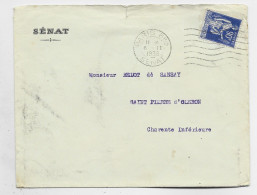 N° 368 PERFORE S LETTRE ENTETE SENAT + MECANIQUE PARIS 6 BIS 6.II.1938 SENAT - Storia Postale