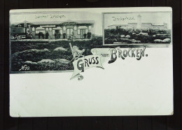 DR: Ansichtskarte "Gruss Aus..." Vom Brocken Im Harz Mit Bahnhof Und Brockenhotel Um 1900 (Nachdruck) - Saluti Da.../ Gruss Aus...