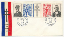 REUNION - Enveloppe FDC Bande De Gaulle, Premier Jour 9/11/1971 - St Denis R.P. Réunion - Storia Postale