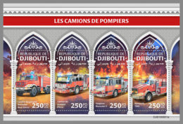 DJIBOUTI 2019 MNH Fire Engines Feuerwehr Fahrzeuge Camions De Pompiers M/S - OFFICIAL ISSUE - DH2004 - Sapeurs-Pompiers