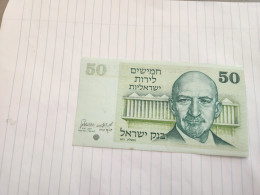 Israel-50 LIROT-CHAIM WEIZMANN-(1973)-(BLACK-NUMBER)-(358)-(1468136304)-Stain,crease-very Good-bank Note - Israele