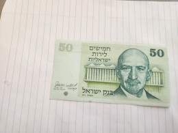 Israel-50 LIROT-CHAIM WEIZMANN-(1973)-(BLACK-NUMBER)-(358)-(1468136304)-Stain,crease-very Good-bank Note - Israel