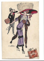 ILLUSTRATEUR - NAILLOD - Recherche De Situation Femme En Violet Grand Chapeau Bon étt - Naillod