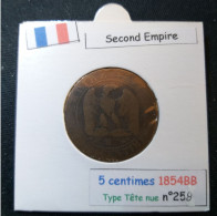 France 1854BB 5 Centimes Type Napoléon III Tête Nue (réf Gadoury N°152) - 5 Centimes