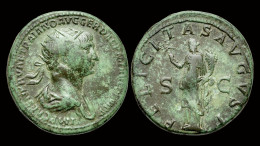 Trajan AE Dupondius Felicitas Standing Left - Les Antonins (96 à 192)