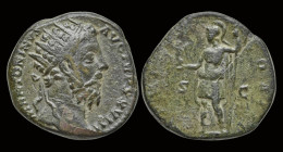 Marcus Aurelius AE Dupondius Roma Standing Left - Les Antonins (96 à 192)