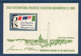 USA, Yv BF 10, Mi BL 11, **, Exposition Philatélique Washington D.C. 1966 - Blocs-feuillets