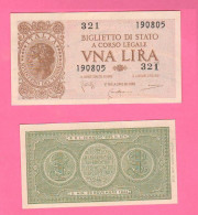 Italia 1944 Luogotenenza 1 Lira Firme Bolaffi Cavallaro Giovinco - Italië – 1 Lira