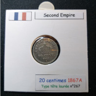 France 1867A 20 Centimes Type Napoléon III Tête Laurée (réf Gadoury N°309) En Argent ! Superbe - 20 Centimes