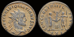 Diocletian AE Radiatus Empror Receiving Victory On A Globe From Jupiter - La Tétrarchie (284 à 307)