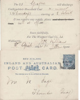 NEW ZEALAND 1892 POSTCARD SENT FROM WELLINGTON - Brieven En Documenten