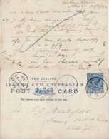 NEW ZEALAND 1892 POSTCARD SENT FROM WELLINGTON - Cartas & Documentos