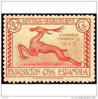 ES447STV-L1613PC-TEXPOOTROS.Spain.Esgane.URGENTE.Gacela.PRO EXPOSICION SEVILLA BARCELONA.1929 (Ed 447**) - Altri & Non Classificati