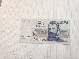 Israel-100 LIROT-BENJAMIN ZE'EV HERZL-(1973)-(BLACK-NUMBER)-(377)-(7180128180)-wrinkle-used Good-bank Note - Israël