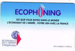 FRANCE TELECARTE PHONECARD ARMEE MILITAIRE ECOPHONING ECONOMAT UT BE -  Schede Ad Uso Militare