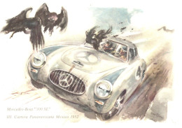 Bird Hit On Mercedes 300SL - Carrera Panamerica Mexico 1952 - Art Card From Mercedes Publicité - CPM - Rallyes