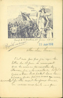 Guerre 14 Papier à Lettre Illustrée Byrrh Vin Allégorie Victoire Présentant Lauriers Aux Soldats Camp De La Courtine - Guerra De 1914-18