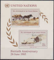 1985-United Nations, 40th Anniversary, 3 Souvenir Sheets With 2 Stamps Each With Simulated Perforations, Full Set-MNH - Emissions Communes New York/Genève/Vienne