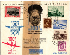 Sabena - Belgique - Congo - 100ème Liaison Aérienne - Jumet Via Léopoldville - 30 Novembre 1938. - Lettres & Documents