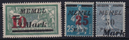 MEMEL 1923 - MLH - Mi 121-123 - Memelland 1923