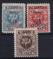 MEMEL 1923 - MLH - Mi 135, 137, 139 - Memel (Klaïpeda) 1923