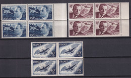 1947/48 - POSTE AERIENNE - YVERT N° 21/23 ** MNH BLOCS De 4 - COTE = 44+ EUR. - 1927-1959 Nuevos