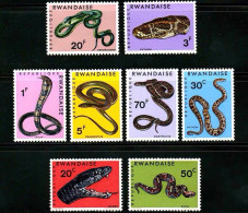 Rwanda 1967 Reptile African Snake，8v  MNH - Ungebraucht
